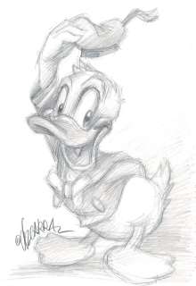 Hello Mr. Donald Duck - Original Sketch - Joan Vizcarra - Art de crayon | Catawiki