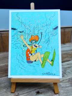 Wasterlain, Marc  - Dessin original en couleur - Jeannette Pointu - "La plongée" (2018) | Catawiki