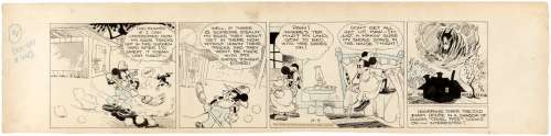 EARLY & HISTORIC MICKEY MOUSE 1930 DAILY STRIP ORIGINAL ART BY FLOYD GOTTFREDSON & HARDIE GRAMATKY. | Hake’s
