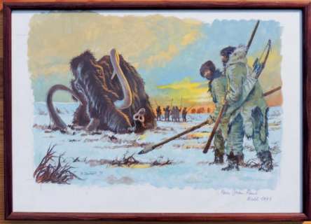 Joubert. Pierre | Â«Les Chasseurs de MammouthsÂ». Gouache couleurs sur papier | Tessier Sarrou