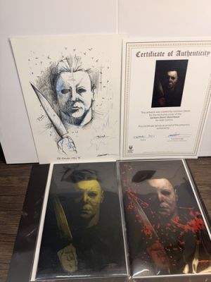 Michael Myers, Original Art W /COA, Gorkem Demir, Gold Metal & embossed Comics | eBay US