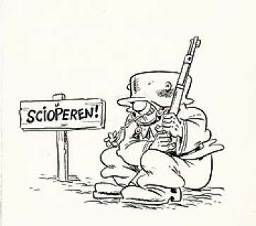 Sturmtruppen - Bonvi - illustrazione originale "Scioperen!" - Anni ’80  - Page volante | Catawiki