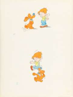 Roba Jean | Boule & Bill. 2 dessins originaux, sur un feuillet. Encre de Chine, et sa mise en couleurs sur calque. | Sotheby’s