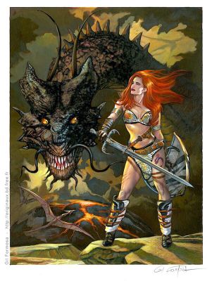Gil Formosa, Frank Frazetta, Roy Thomas, Barry Windsor-Smith | RED SONJA Dragon | 2DGalleries