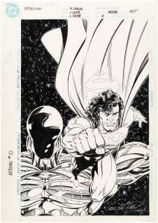 ACTION COMICS #0 COMIC BOOK COVER ORIGINAL ART BY JACKSON "BUTCH" GUICE. | Hake’s