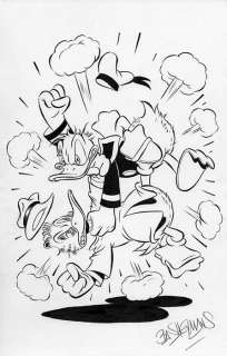 Bas Heymans - Donald Duck -  fighting with Flintheart Glomgold - Art préliminaire original | Catawiki