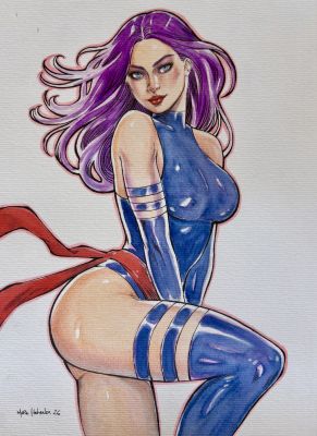 Marc Holanda | Psylocke Pin Up 9x12 | Raremarq (Buy It Now)