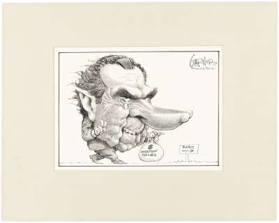 1977 NIXON INTERVIEWS POLITICAL NEWSPAPER ARTIST ORIGINAL ART CARTOON. | Hake’s