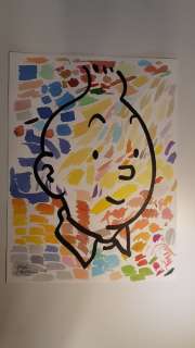 Rodier, Yves - Dessin original - visage en couleurs Tintin | Catawiki