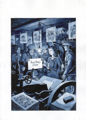 Dominique Bertail | Illustration originale Carte de Voeux - Madeleine résistante | 2DGalleries