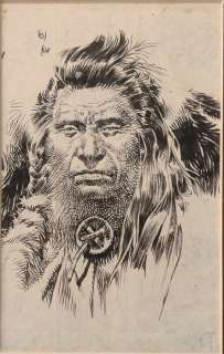 Paolo E. Serpieri - illustrazione originale "Capo indiano" - Page volante - (1980) | Catawiki