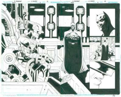 Justice League of America #6 - Trinity War - original double splash (2x signed) - EO - (2013) | Catawiki