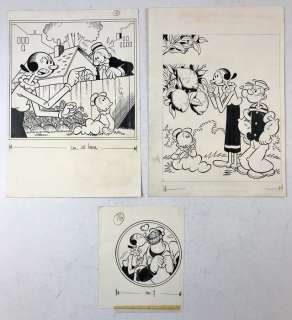 Studio Hanna-Barbera - 3 Illustrazioni Originali - Popeye - (Années 70) | Catawiki