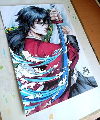 Viktória Liki | Tomioka Giyuu - August’s PATREON limited illustration | Raremarq (Buy It Now)
