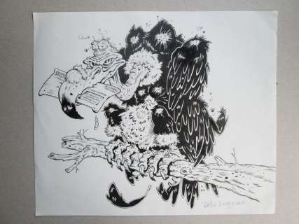 Schreurs, Eric - Originele tekening voor personeelsblad PTT - Gier met belastingaanslag (1990) | Catawiki