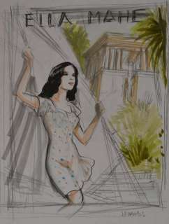 Ella Mahé - Crayonné original rehaussé d’aquarelle - Ella, visite du temple de Philae | Catawiki