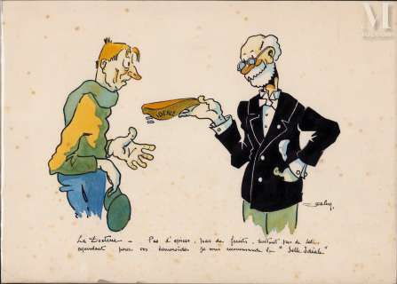 Calvo, Illustration Humoristique. | Calvo, illustration à l’encre de Chine et à l’aquarelle réalisée… | Millon