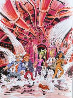 Dany/Spirou Et Fantasio. Dessin Original Pleine Page de Qualité Réalisé Dans L’album "La Gorgone Bleu" Eo de 2023 (Album Retiré de La Vente). Aquarelle Et Encre de Chine. Signé. Etat Neuf. |  | Dagoty