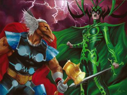 Fred Ian - Beta Ray Bill vs Hela Marvel Unbound Upper Deck Quarterly Trading Card Art