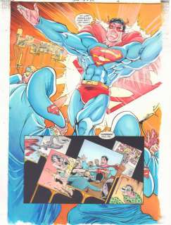 Jasen Rodriguez, John Kalisz, Scott Benefiel - jla: gods and monsters #1 p. 4 color guide art - superman with jla cult splash - 2001