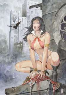 MANARA Vampirella Aquarelle et encre de Chine pour la couverture du premier | Millon