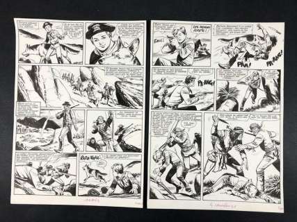 Rin Tin Tin e Rusty -  n° 17 - Carlo R. Marcello - 2x tavole originali "Le Comanche fou"" - (1971) | Catawiki