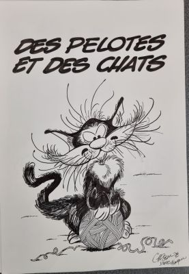 Gilson - illustration originale - Hommage au chat de Franquin | Galerie des bulles