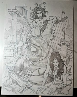 Jailton Rabelo | Wonder Woman vs Medusa A3 | Raremarq (Buy It Now)