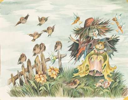 Julitta Karwowska-Wnuczak (1935) | Julitta Karwowska-Wnuczak | Strach i Makowa Panienka, "Almanach Polonii", projekt ilustracji | Desa Unicum