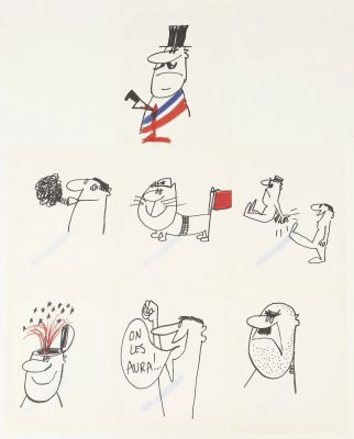 Siné (1928-2016) | 7 dessins Feutre sur papiers, non signés 27 x 21 cm Provenance : >… | Fauve Paris