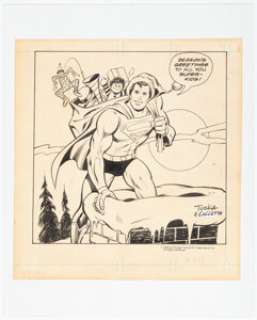 George Tuska And Vince Colletta | Superman Comic Strip Christmas Special Pin-up Illustration Original Art (Chicago Tribune-NY News Syndicate, 1979). | Heritage