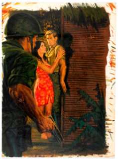 Victor Prezio | Burden’s Mission Paperback Novel Cover Painting Original Art (Avon, 1968). | Heritage