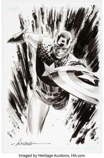 Marvel Artist - Mitchell Breitweiser Captain America Theater of War Preliminary Unused Cover Original Art (Marvel, c. 2008)....