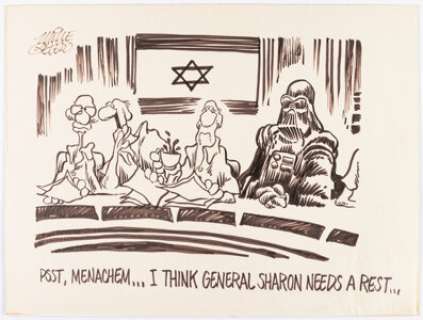 Peters, Mike - Mike Peters Psst, Menachem... Editorial Comics Panel Preliminary Original Art (1980s)....