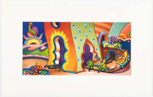 Woodring, Jim | Jim Woodring "Bye-Bye x Hello" by Snowkel Album Cover Original Art (Snowkel, 2006).... | Heritage