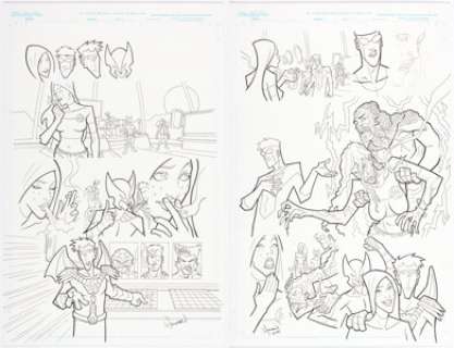 Twenty-first Century Comic Artist - Jason Howard The Pact #4 Complete 2-Page Story " You Smoke, You Die!" Original Art (Image, 2006).... (Total: 2 Original Art)