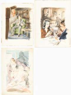 Paperback cover artist - unidentified - Herman Bischoff - Paperback Cover Preliminary Original Art Group of 3 (c. 1950s).... (Total: 3 Original Art)