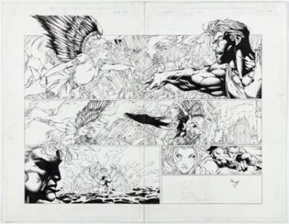 Brian Ching and Victor Llamas Ascension #17 Double Page Spread 8-9 Original Art (Image/Top Cow, 1999).