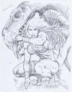 Adriano Batista Jungle Girl #5 Variant Cover Preliminary Original Art (Dynamite, 2008).