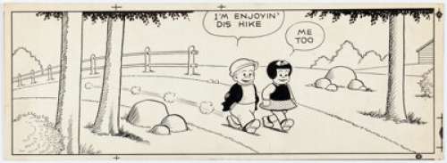 Ernie Bushmiller Nancy Sunday Comic Strip Panel Fragment Original Art (United Feature Syndicate, 1950s).