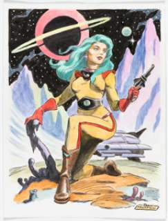 Dan Morton - Retro Space Girl Pin-Up Original Art (c. 2019).