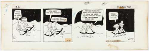 Johnny Hart B.C. Daily Comic Strip Original Art dated 4-3-58 (New York Herald Tribune, 1958). | Heritage