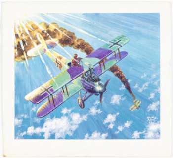 George Evans - Bi-Plane Battle Painting Original Art (1993). | Heritage