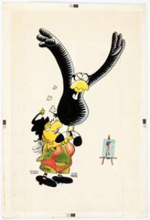 Russell Myers 1973 Comic Art Convention Broom-Hilda as Vampirella Program Cover Illustration Original Art (CAC, 1973).