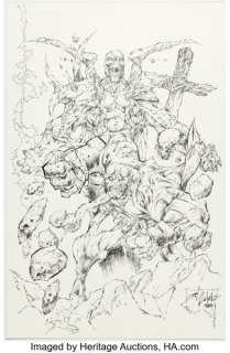 Shelby Robertson - Spawn and Hellboy Illustration Original Art (2002).