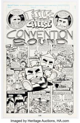 Evan Dorkin San Diego Comic Con Comics #1 Milk & Cheese Complete 1-Page Story Original Art (Dark Horse, 1992). | Heritage