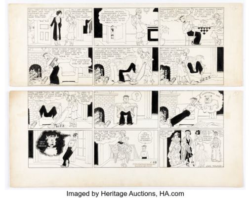 Chic Young Blondie Sunday Comic Strip Original Art dated 1-28-34 (King Features Syndicate, 1934). | Heritage