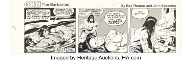 John Buscema Conan the Barbarian Daily Comic Strip Original Art dated 9-27-78 (Register and Tribune Syndicate, 1978). | Heritage