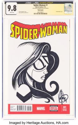 Ken Haeser Spider-Woman #1 Sketch Edition - JSA Authentic Autograph Original Art (Marvel, 2015) CGC NM/MT 9.8 White pages.