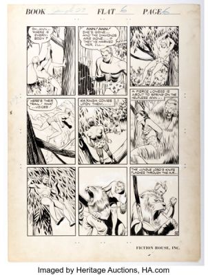 Dan Zolnerowich Jungle Comics #23 "Man-Eater Jaws" Story Page 6 Original Art (Fiction House, 1941). | Heritage